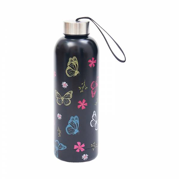 T42 Black Monarch Butterflies Thermal Bottle