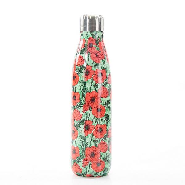 T14 Green Poppies Thermal Bottle