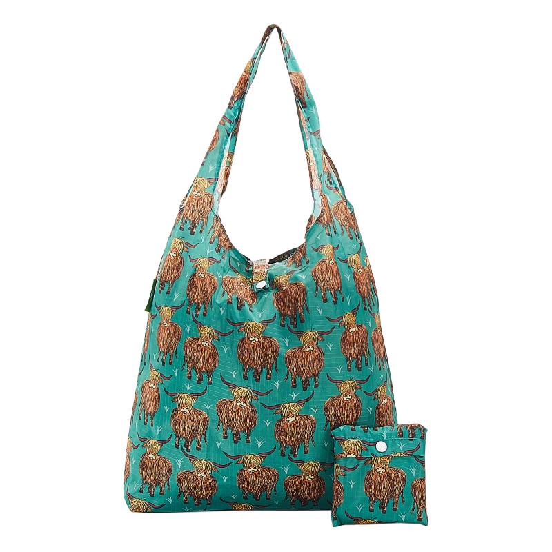 A26 Teal Highland Cow Shopper x2